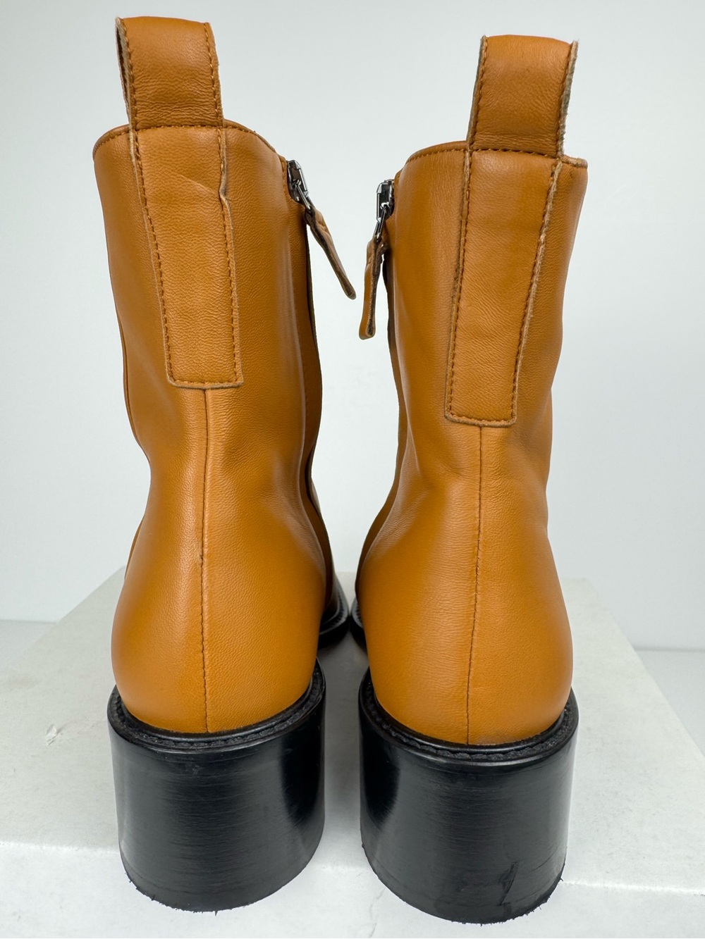 Everlane The City Boot Ankle Boots Saddle Brown 100% Leather Square Toe Size 7 - Picture 9 of 12